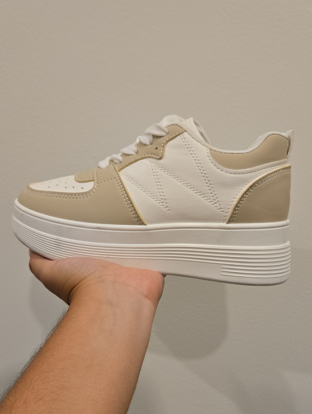 SHEIN Beige and White Platform Sneakers